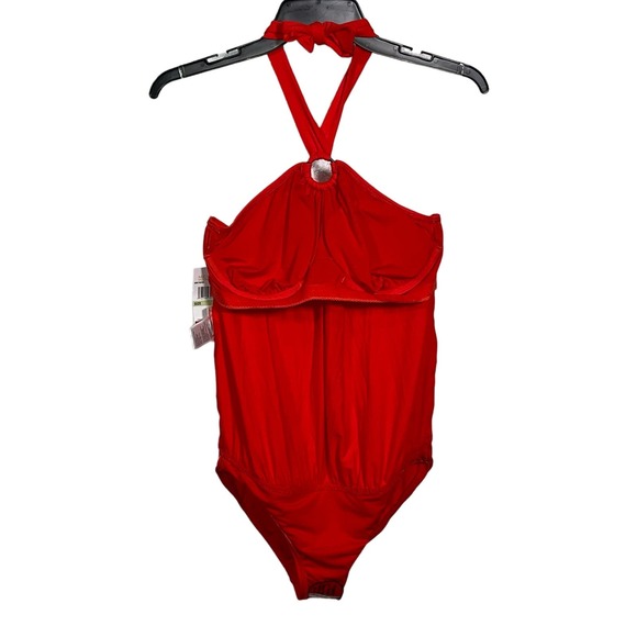 MICHAEL MICHAEL KORS Blouson Full Coverage Tie Halter One Piece Swimsuit 8 - Picture 4 of 9